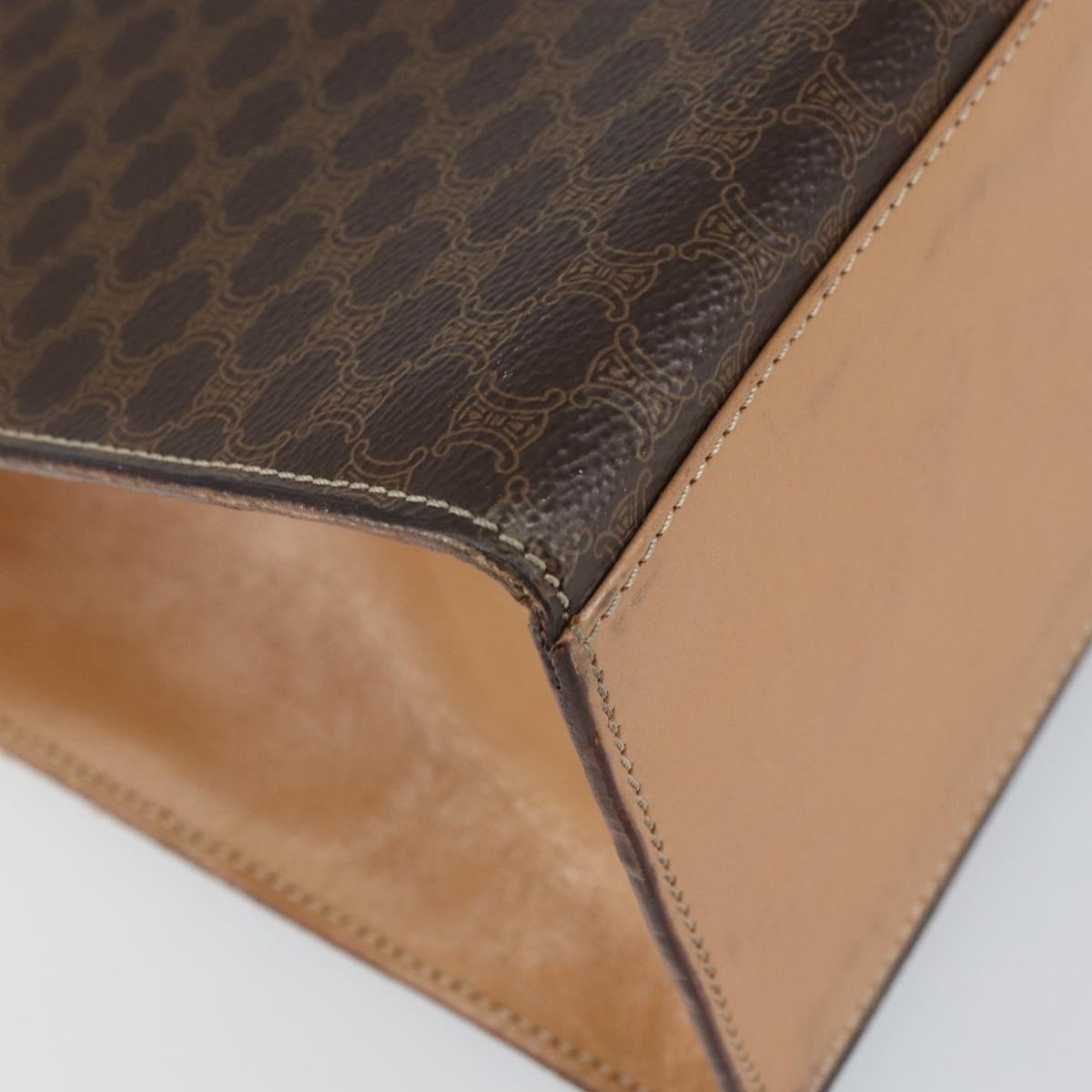 CELINE Macadam Canvas Hand Bag PVC Leather Brown Gold Auth mr1708A