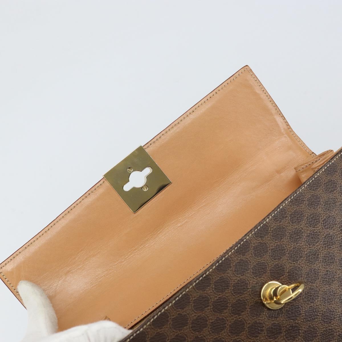 CELINE Macadam Canvas Hand Bag PVC Leather Brown Gold Auth mr1708A