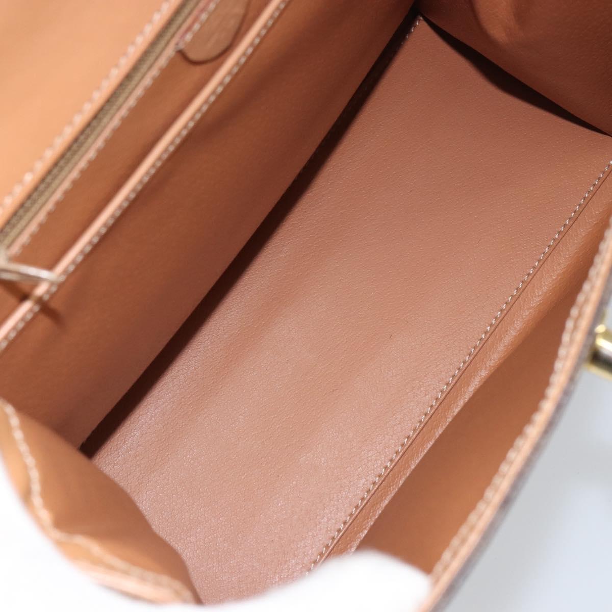 CELINE Macadam Canvas Hand Bag PVC Leather Brown Gold Auth mr1708A