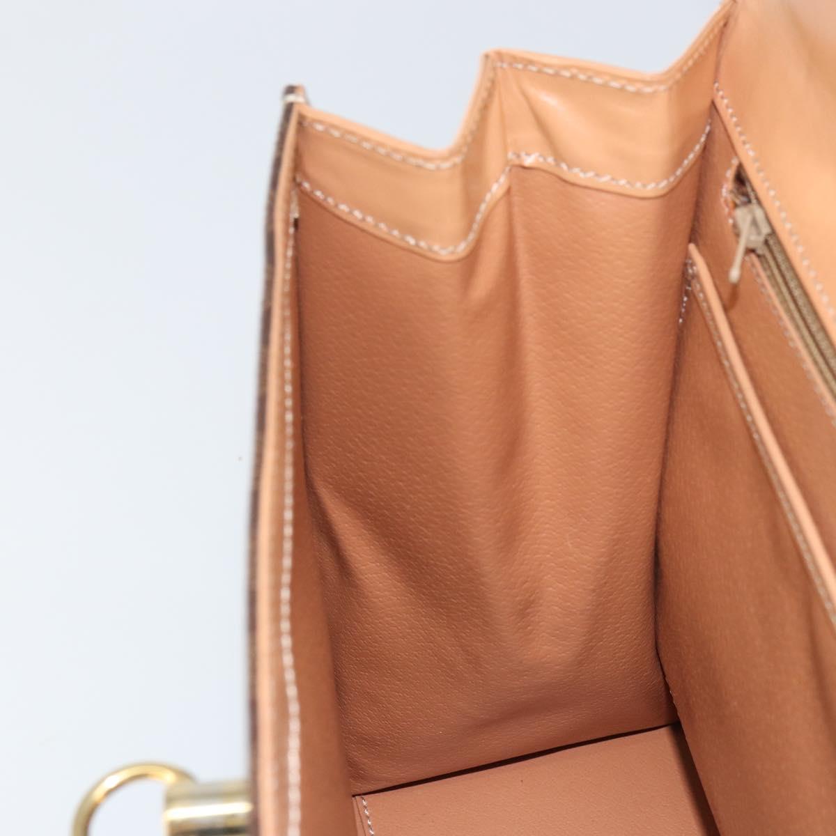 CELINE Macadam Canvas Hand Bag PVC Leather Brown Gold Auth mr1708A