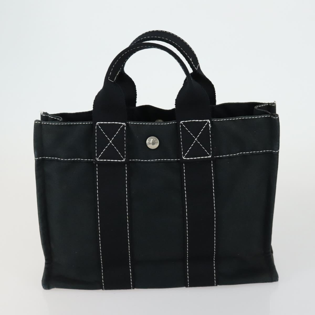 HERMES Her Line Fourre Tout Hand Bag Canvas 5 Set Black Navy gray Auth mr1716