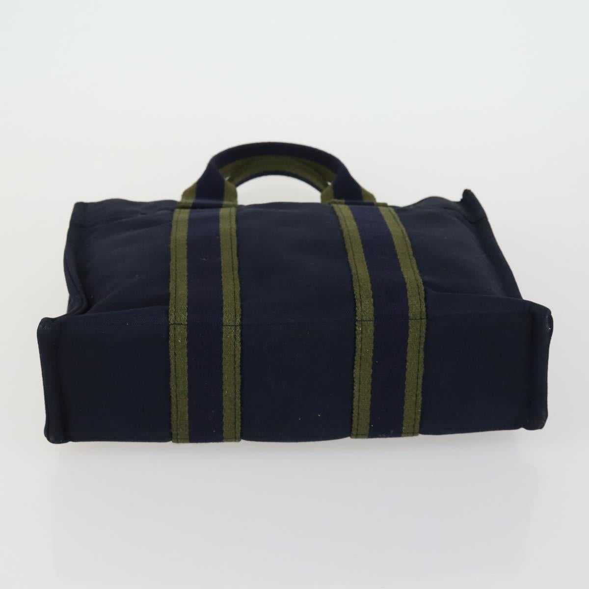 HERMES Her Line Fourre Tout Hand Bag Canvas 5 Set Black Navy gray Auth mr1716
