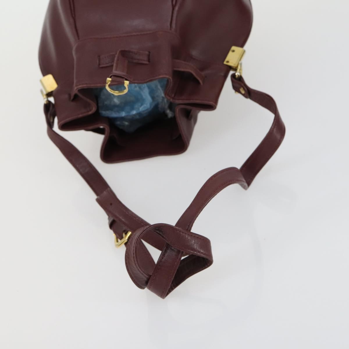 CARTIER Must Line Shoulder Bag Leather 5 Set Bordeaux Gold Auth mr1720