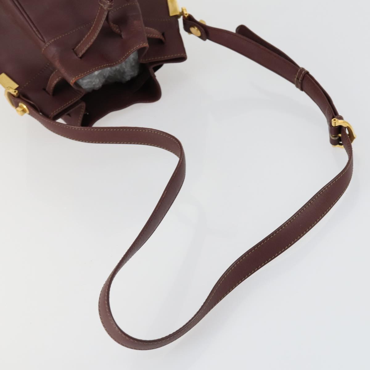 CARTIER Must Line Shoulder Bag Leather 5 Set Bordeaux Gold Auth mr1720