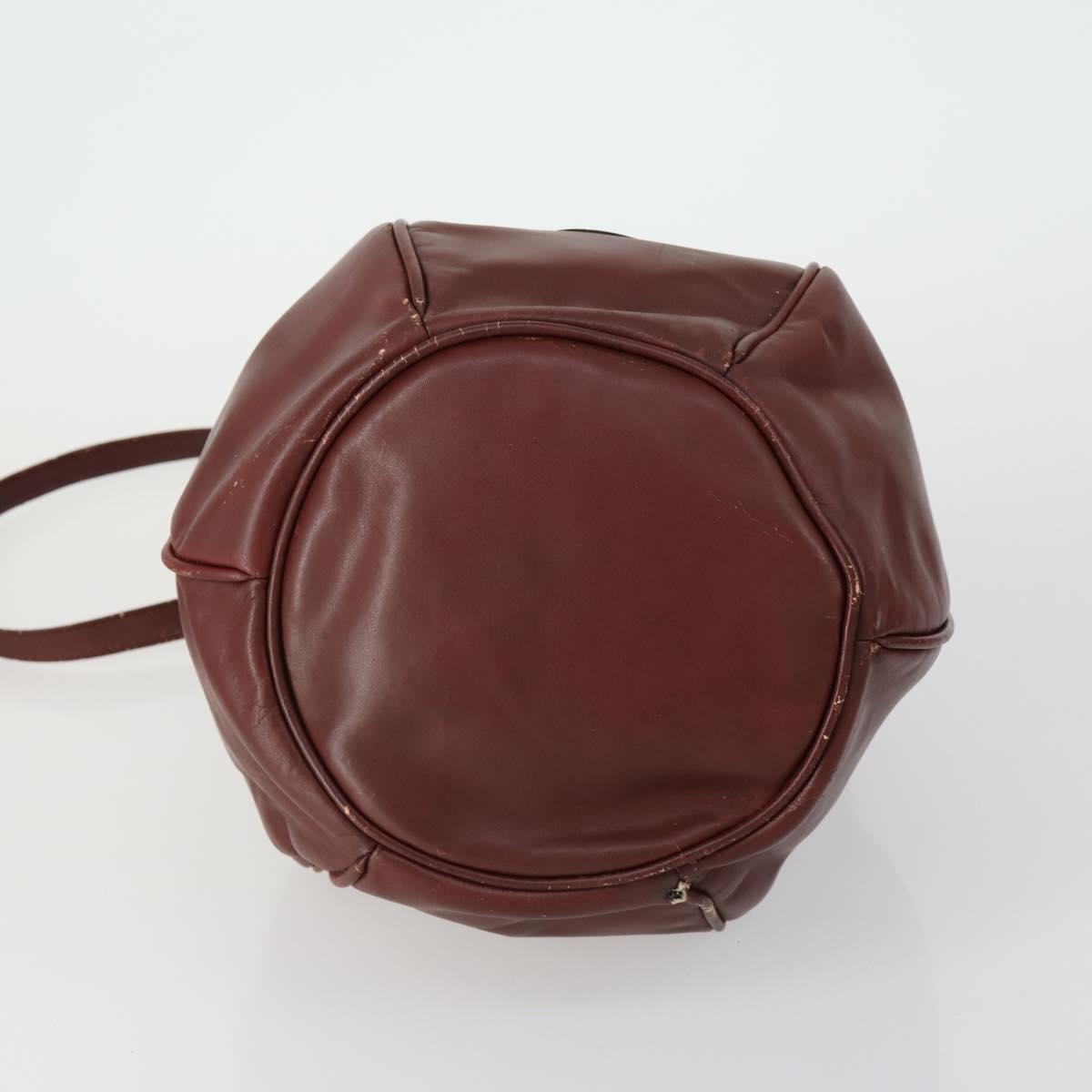 CARTIER Must Line Shoulder Bag Leather 5 Set Bordeaux Gold Auth mr1720