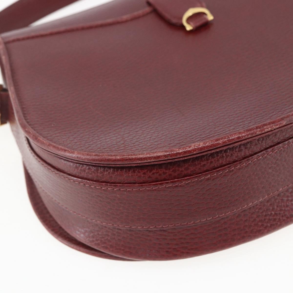 CARTIER Must Line Shoulder Bag Leather Bordeaux Gold Auth mr1721