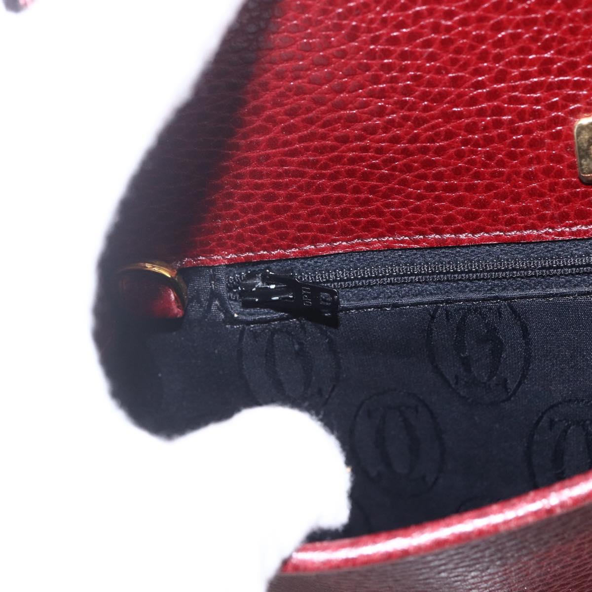 CARTIER Must Line Shoulder Bag Leather Bordeaux Gold Auth mr1721