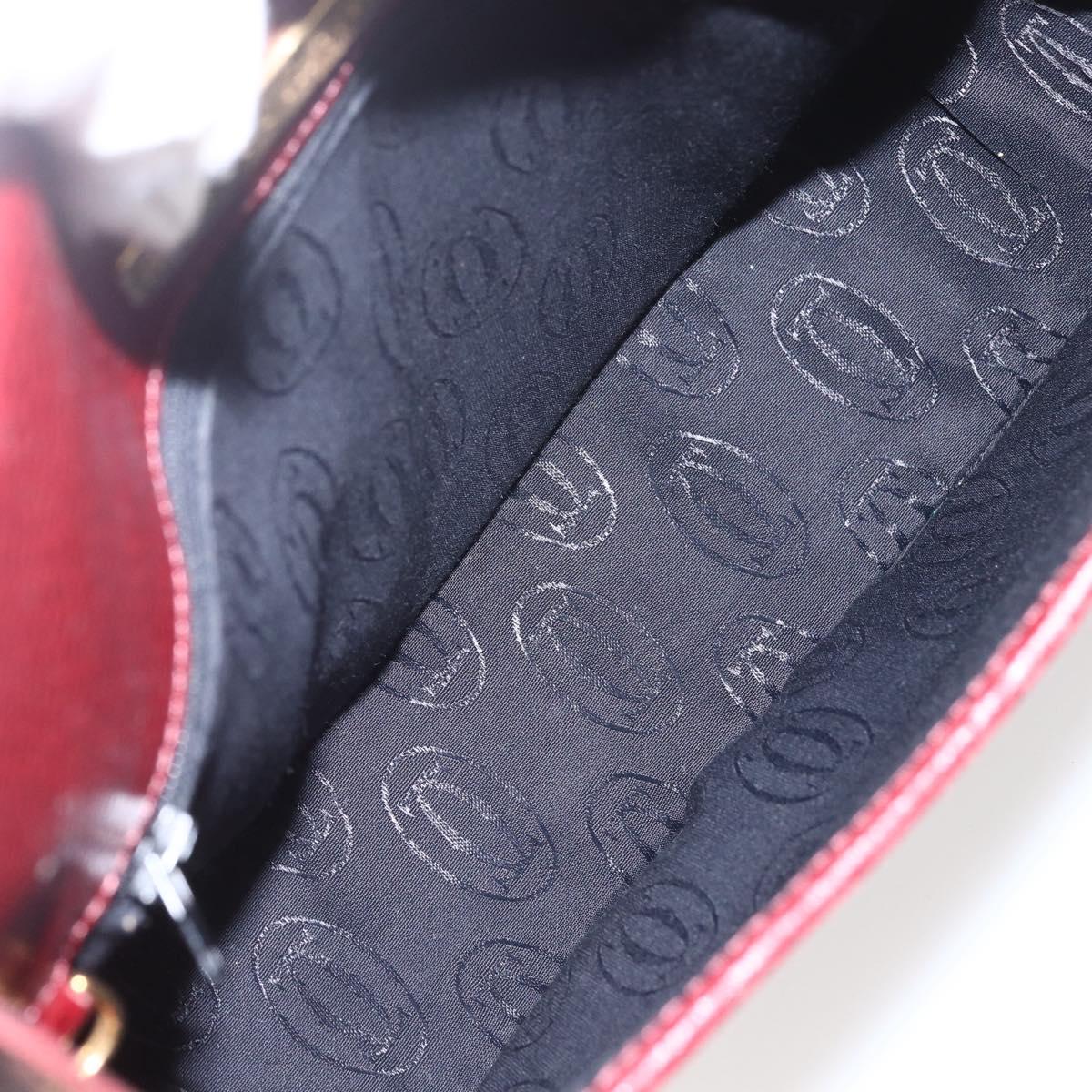 CARTIER Must Line Shoulder Bag Leather Bordeaux Gold Auth mr1721