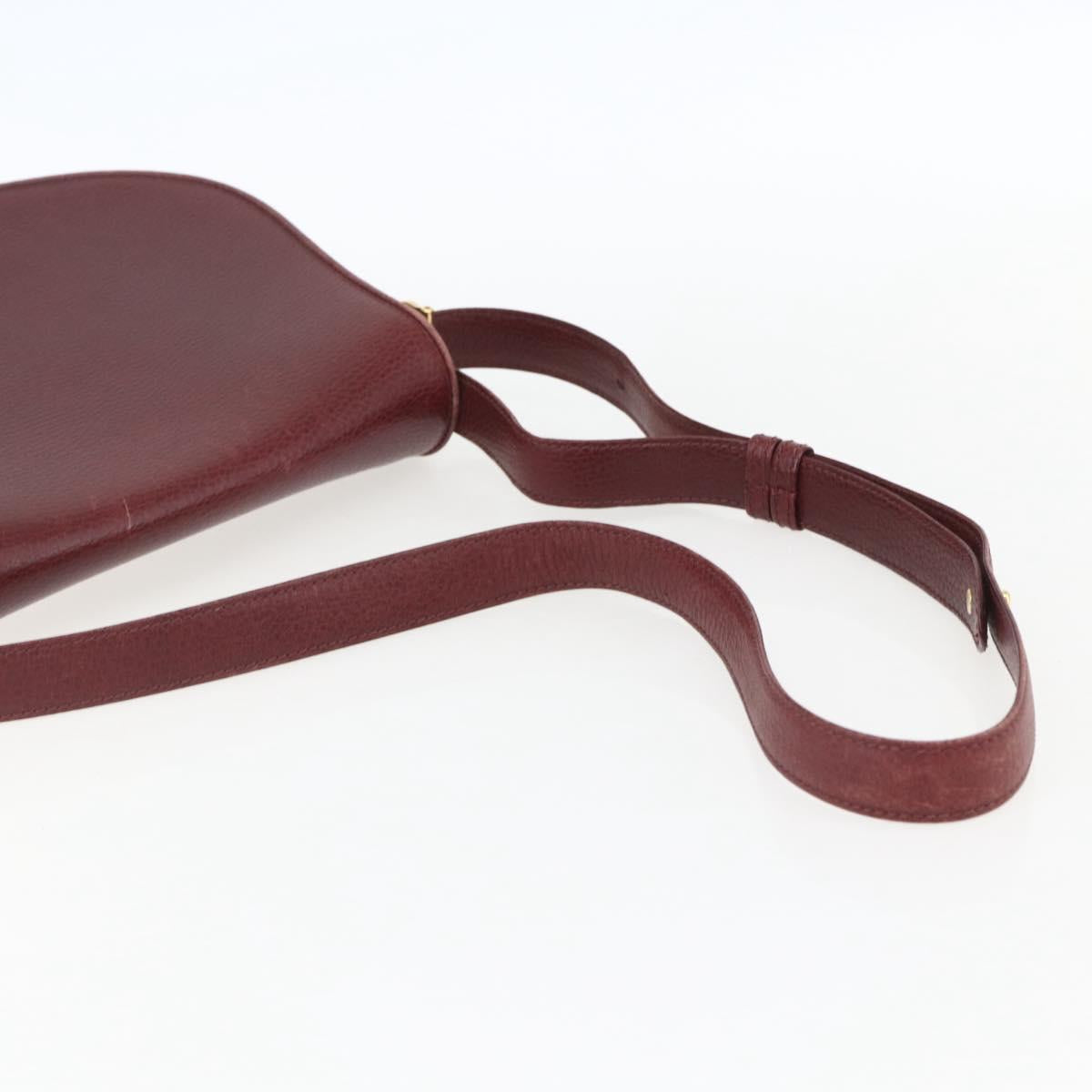 CARTIER Must Line Shoulder Bag Leather Bordeaux Gold Auth mr1721