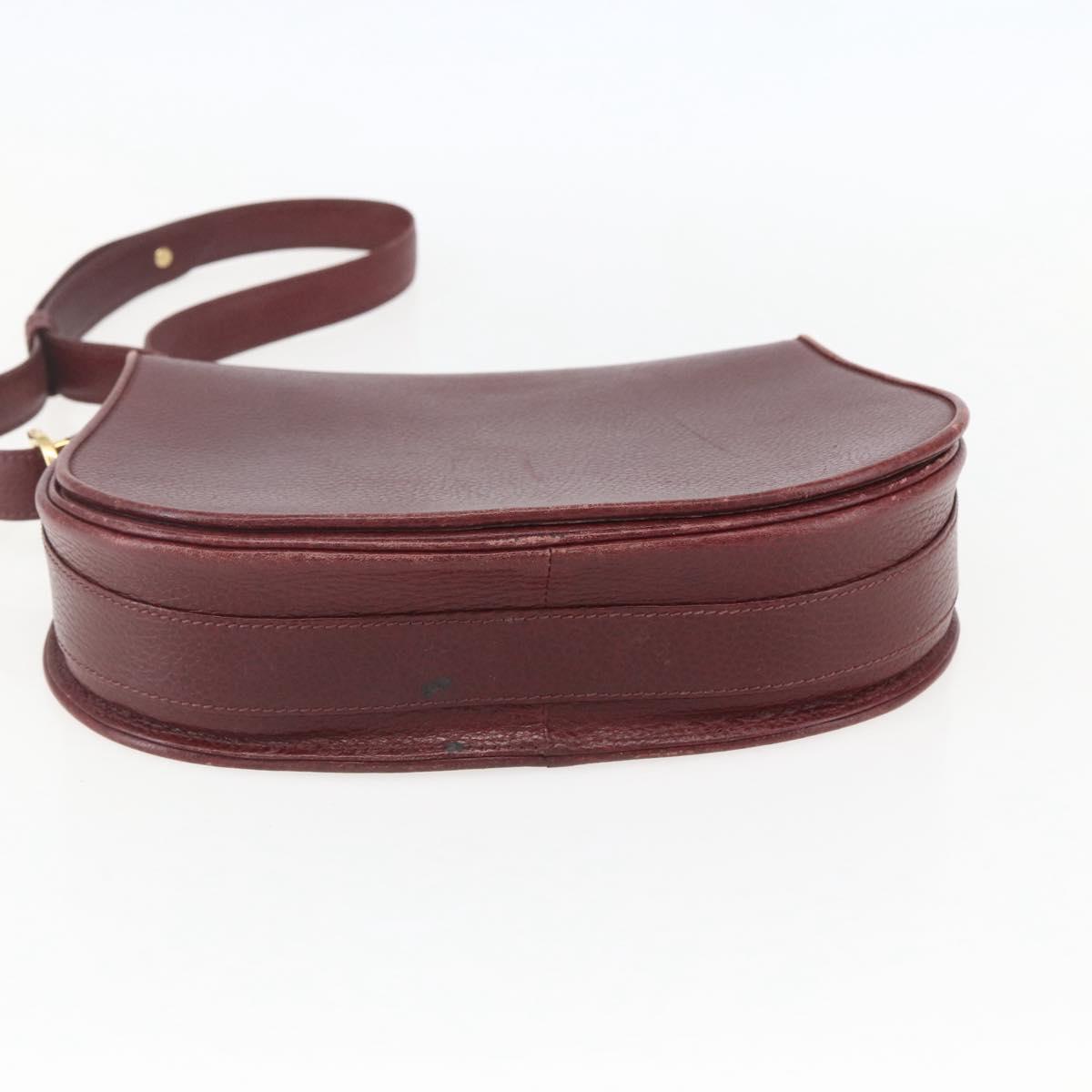 CARTIER Must Line Shoulder Bag Leather Bordeaux Gold Auth mr1721