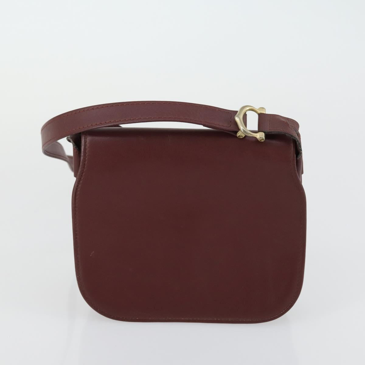 CARTIER Must Line Shoulder Bag Leather 2 Set Bordeaux Gold Auth mr1722
