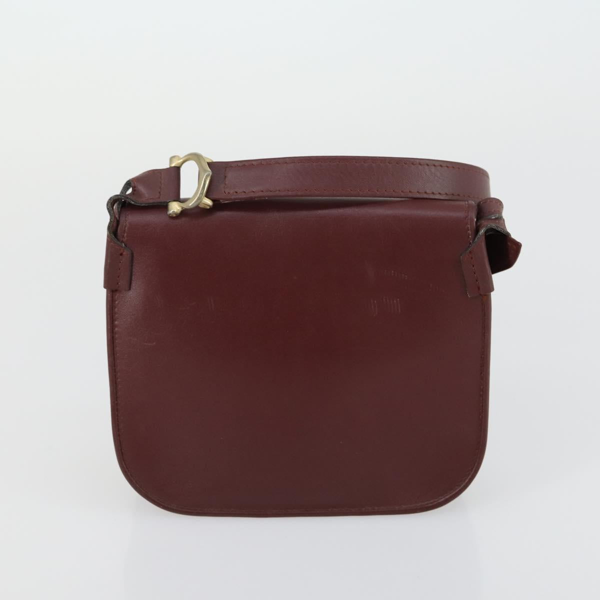 CARTIER Must Line Shoulder Bag Leather 2 Set Bordeaux Gold Auth mr1722