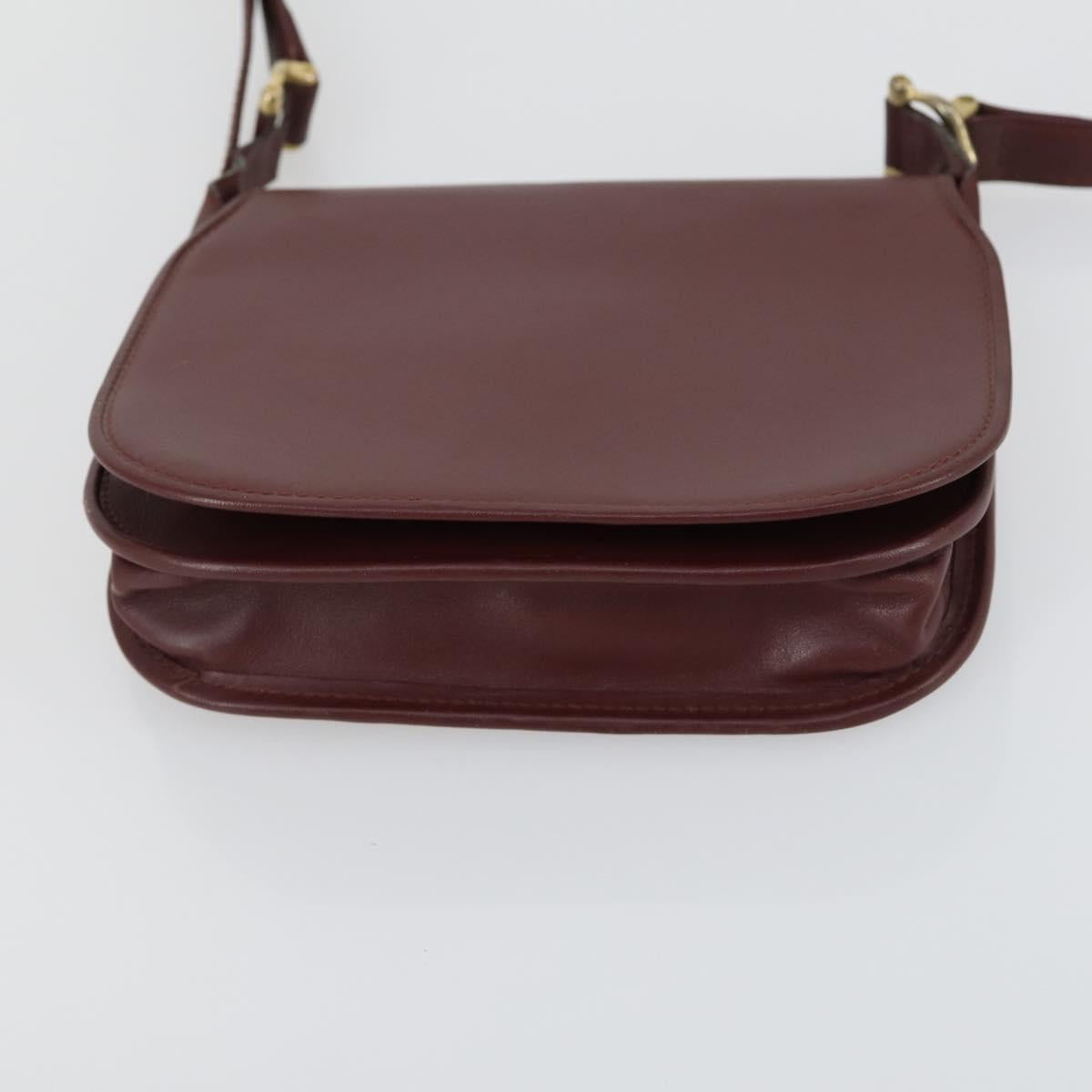 CARTIER Must Line Shoulder Bag Leather 2 Set Bordeaux Gold Auth mr1722