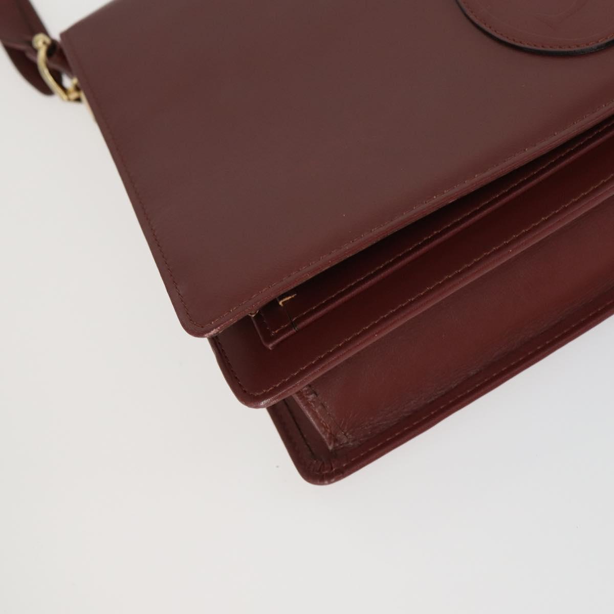 CARTIER Must Line Shoulder Bag Leather 2 Set Bordeaux Gold Auth mr1722
