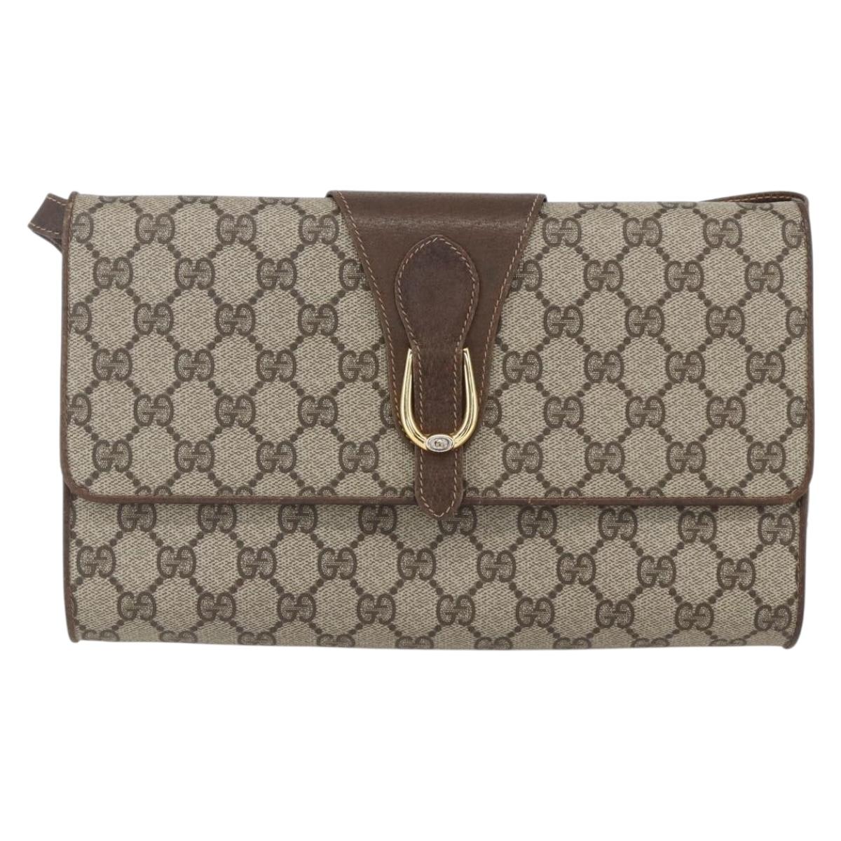 GUCCI GG Supreme Shoulder Bag PVC Beige Gold 904 02 050 Auth mr1730