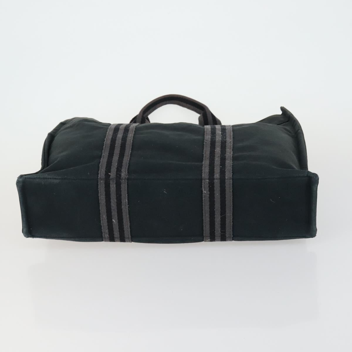 HERMES Fourre Tout MM Tote Bag Canvas 2 Set Gray Black Auth mr1736