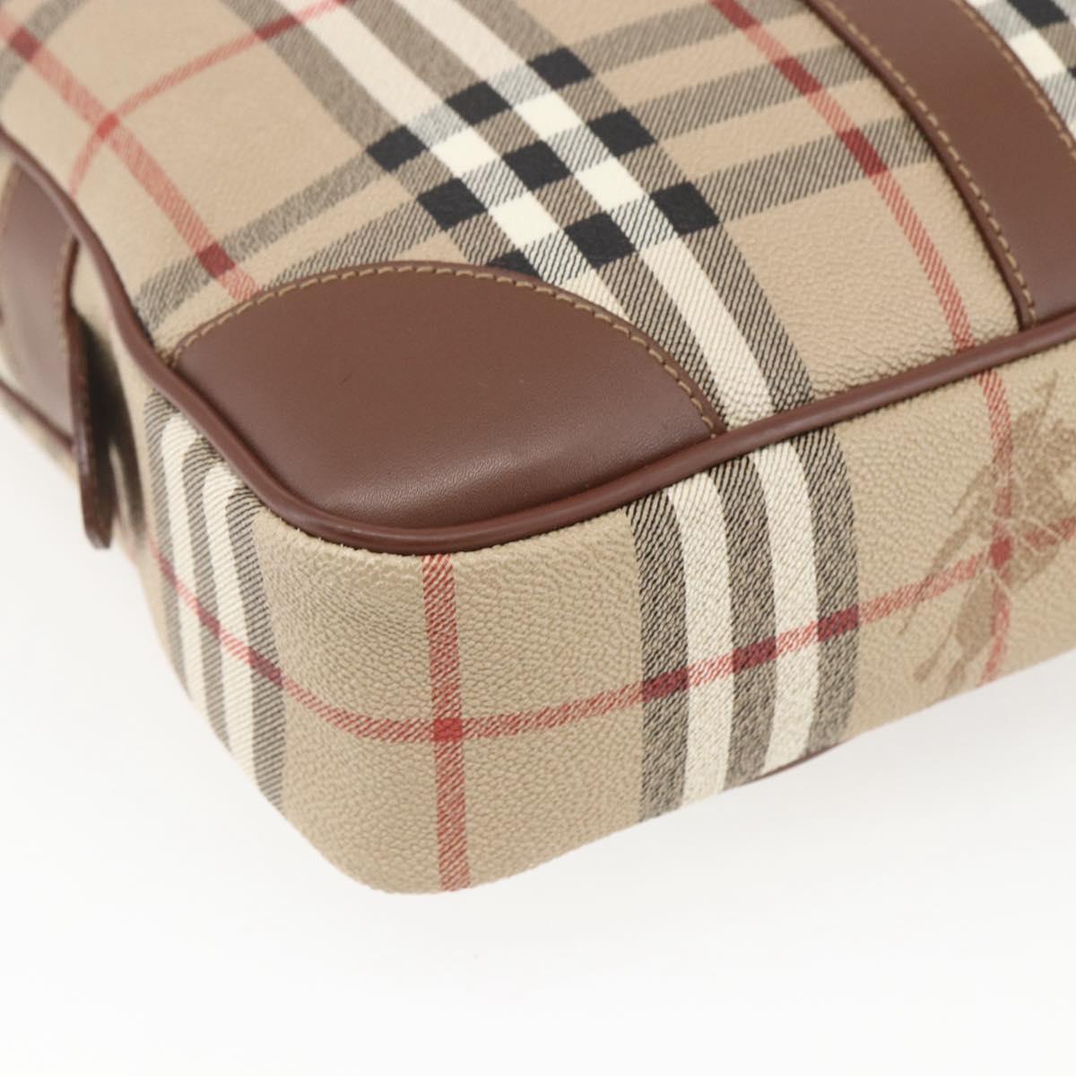Burberrys Nova Check Business Bag PVC 2way Beige Gold Auth mr1743