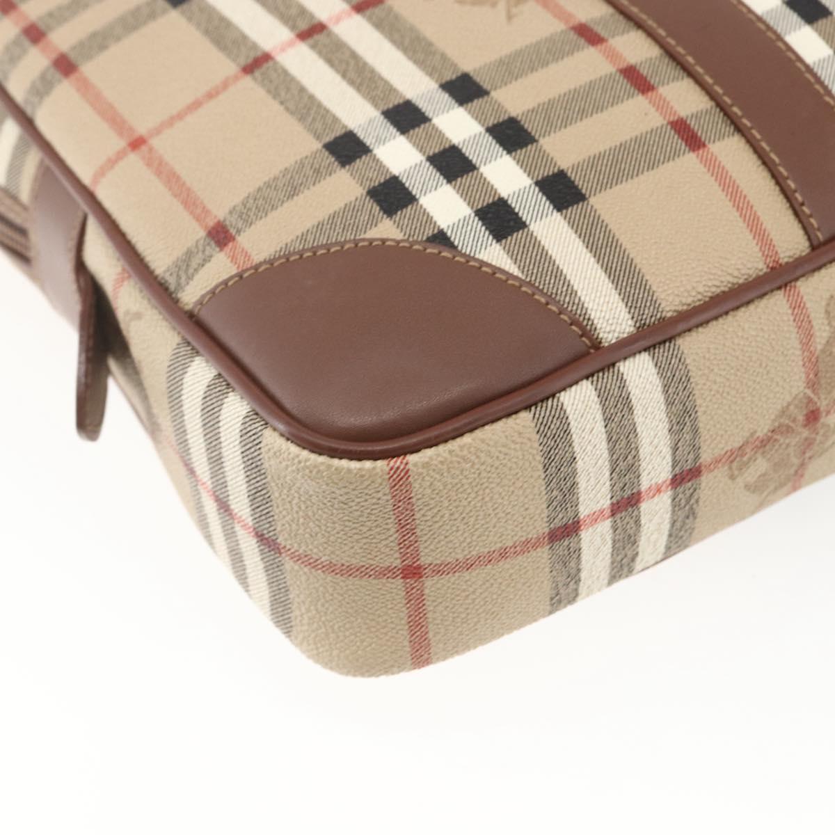 Burberrys Nova Check Business Bag PVC 2way Beige Gold Auth mr1743