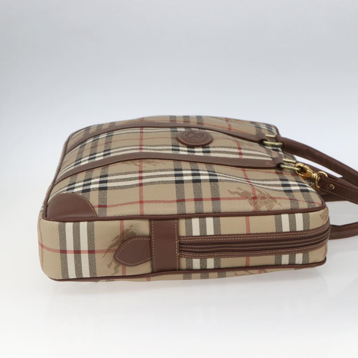 Burberrys Nova Check Business Bag PVC 2way Beige Gold Auth mr1743
