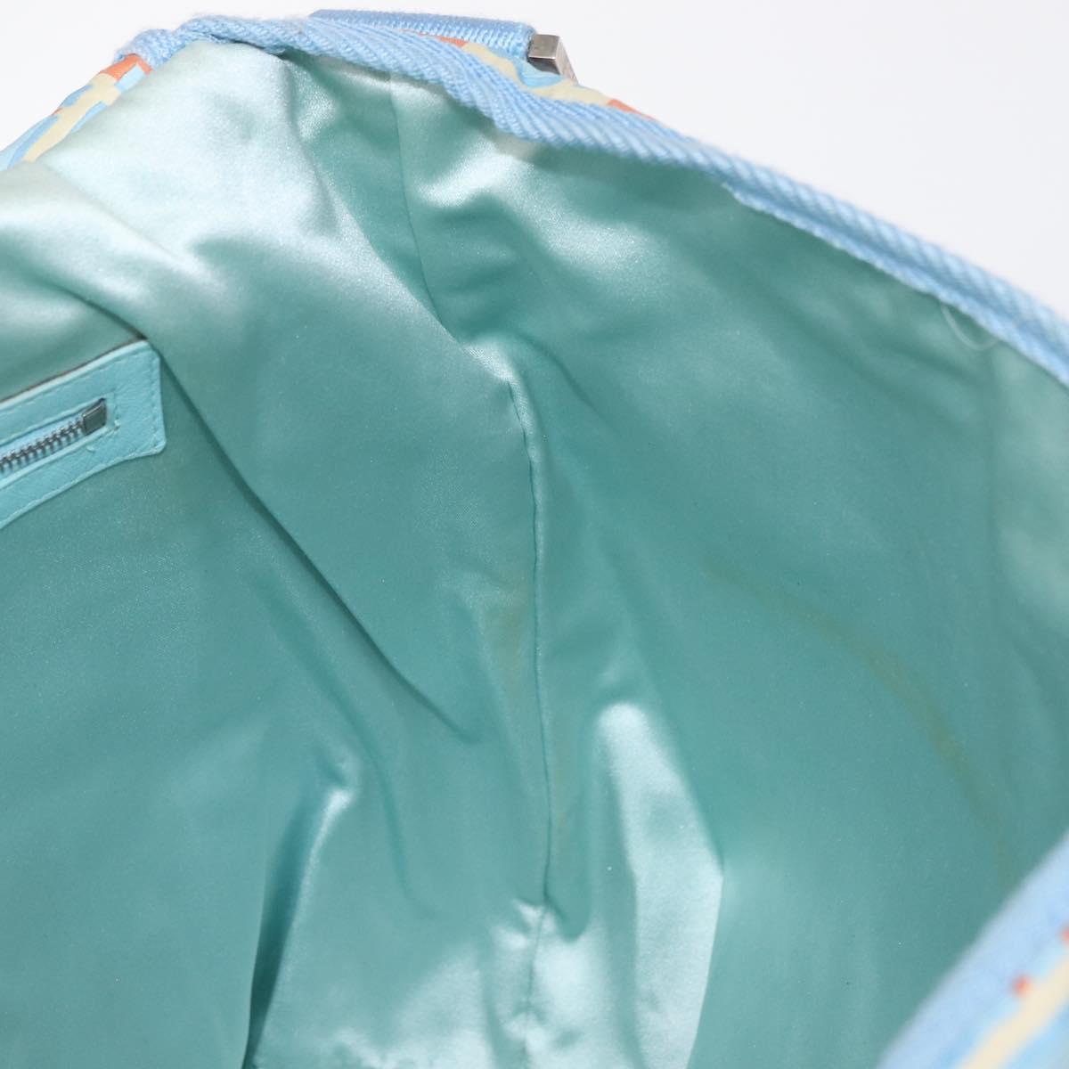 FENDI Shoulder Bag Nylon Light Blue Silver Auth mr1746