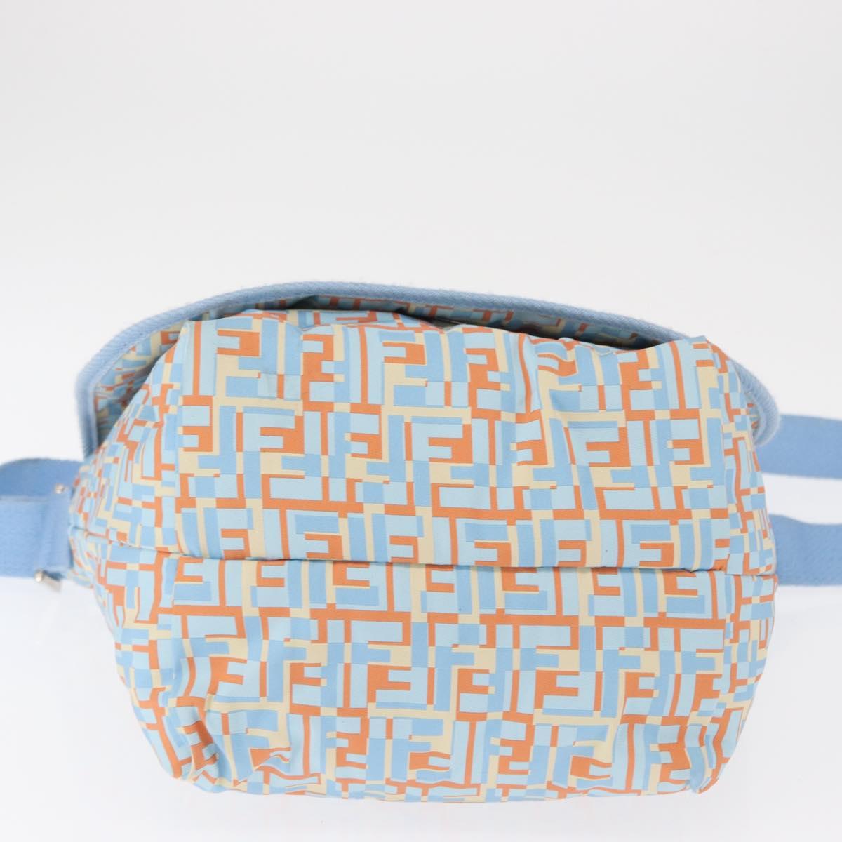 FENDI Shoulder Bag Nylon Light Blue Silver Auth mr1746