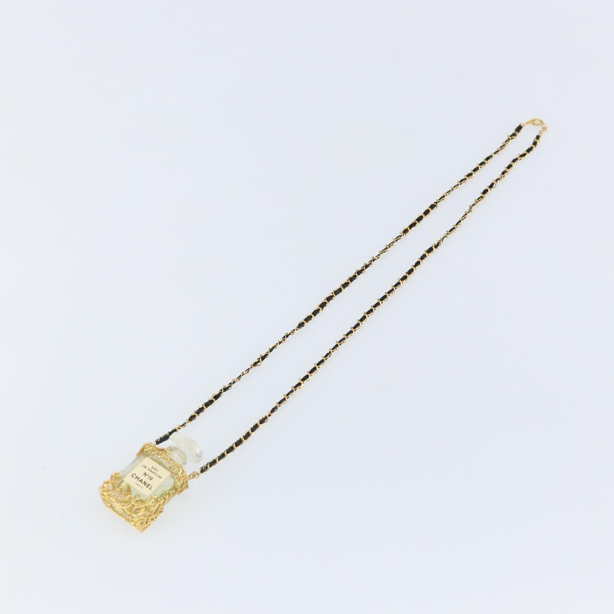 CHANEL Perfume Necklace metal Gold CC Auth mr1750