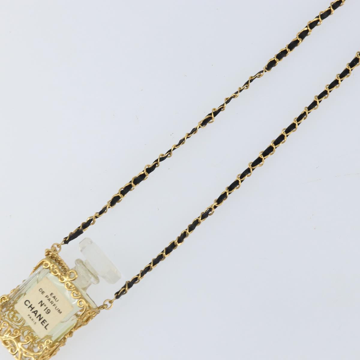 CHANEL Perfume Necklace metal Gold CC Auth mr1750