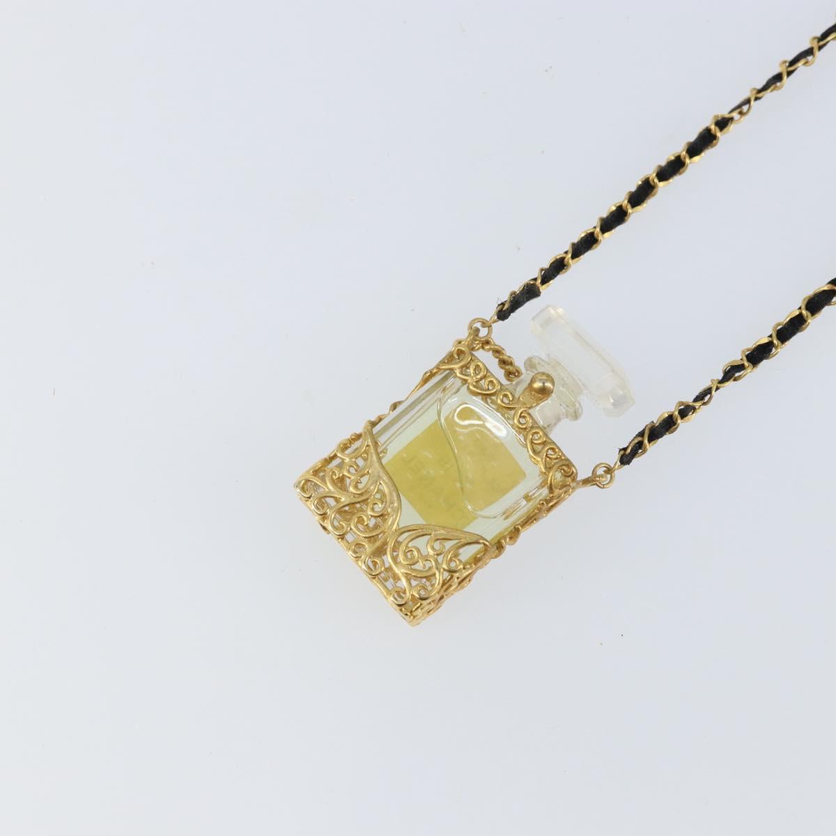 CHANEL Perfume Necklace metal Gold CC Auth mr1750