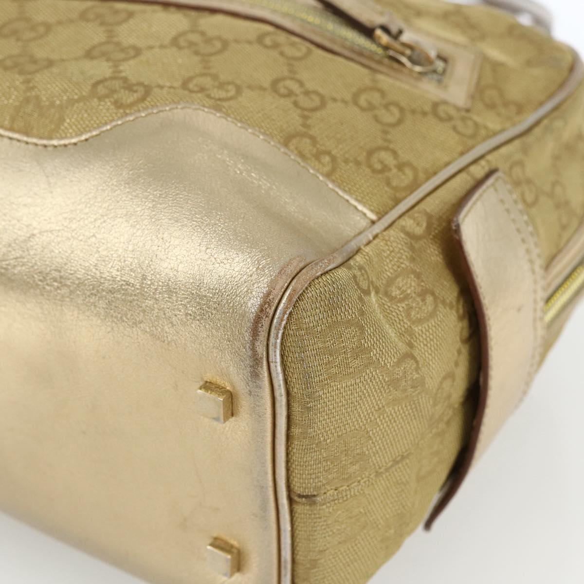 GUCCI GG Canvas Hand Bag Gold 002 1115 Auth mr1753