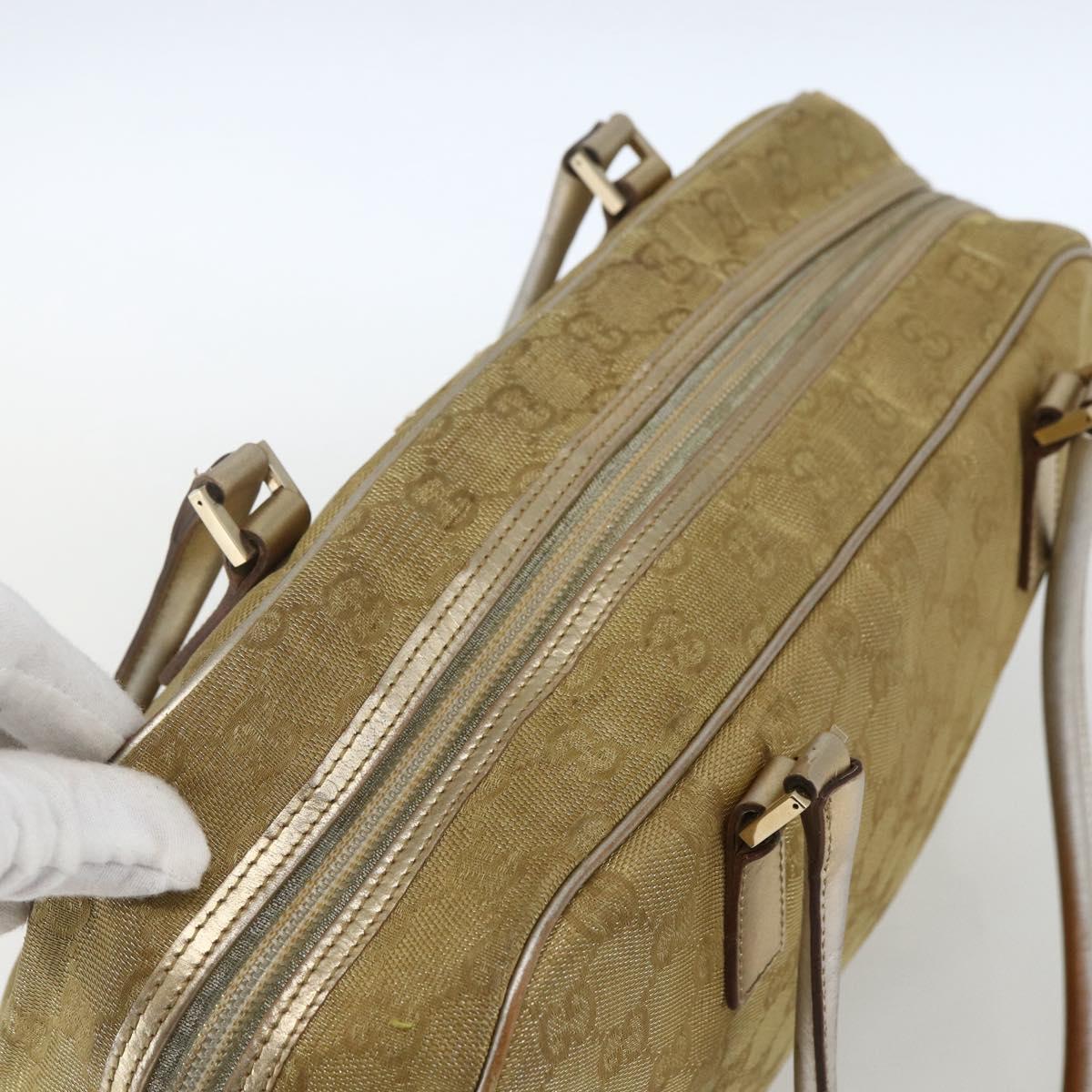 GUCCI GG Canvas Hand Bag Gold 002 1115 Auth mr1753