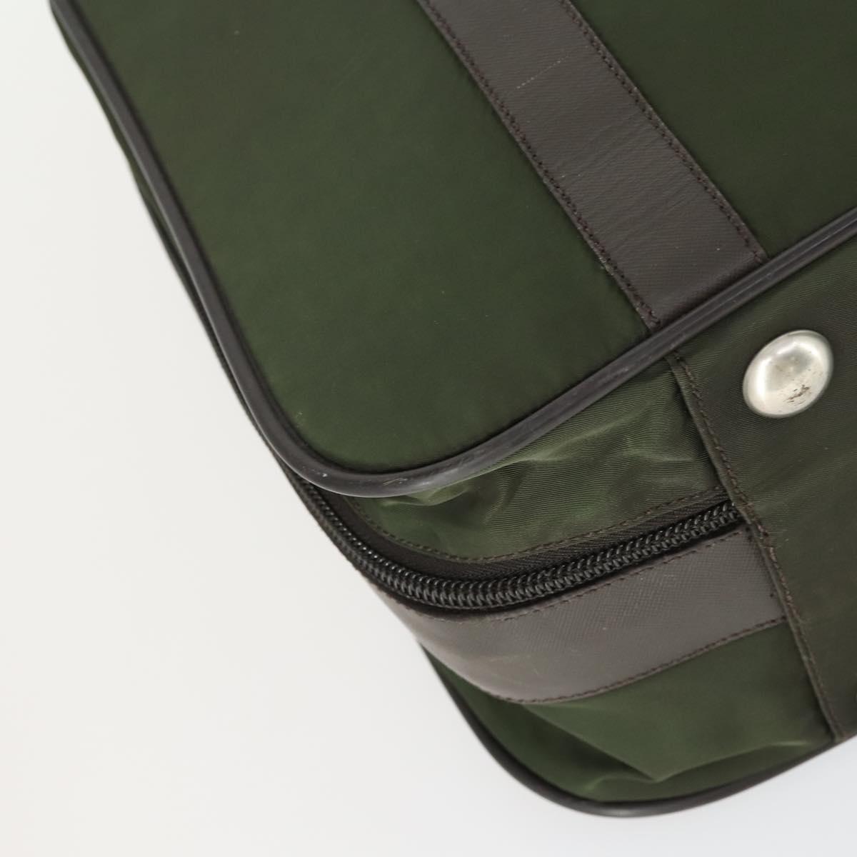 PRADA Business Bag Nylon Khaki Silver Auth mr1754