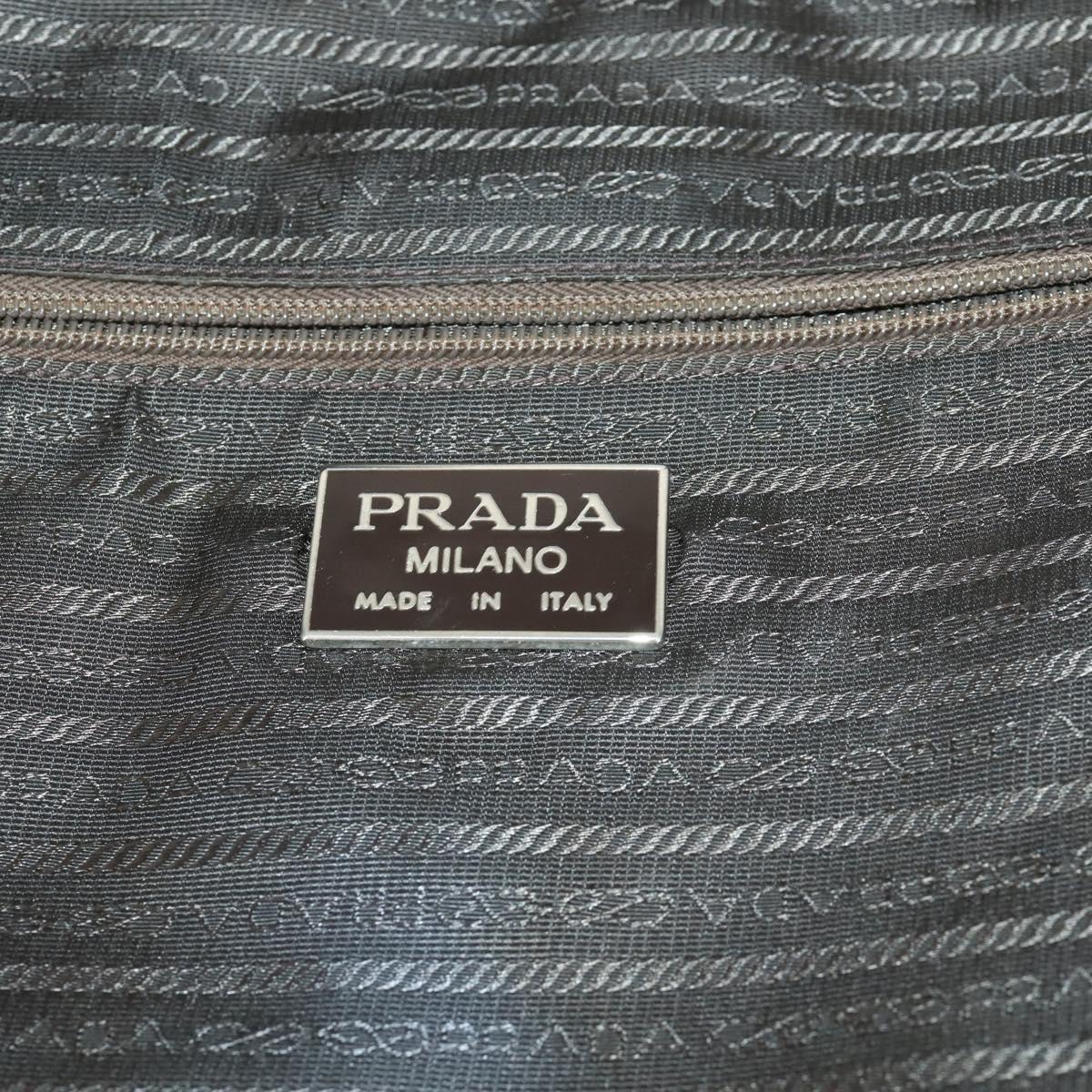 PRADA Business Bag Nylon Khaki Silver Auth mr1754