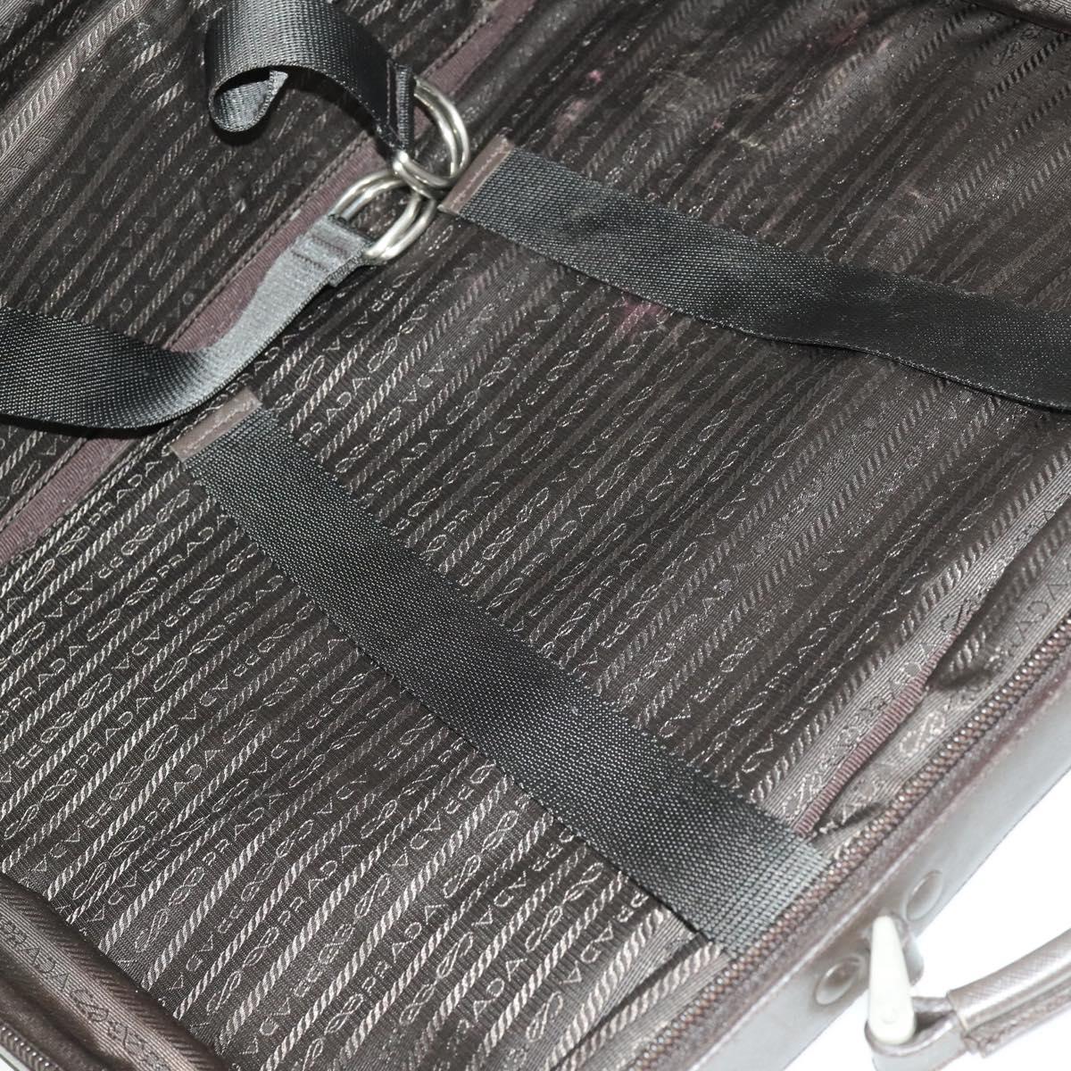 PRADA Business Bag Nylon Khaki Silver Auth mr1754