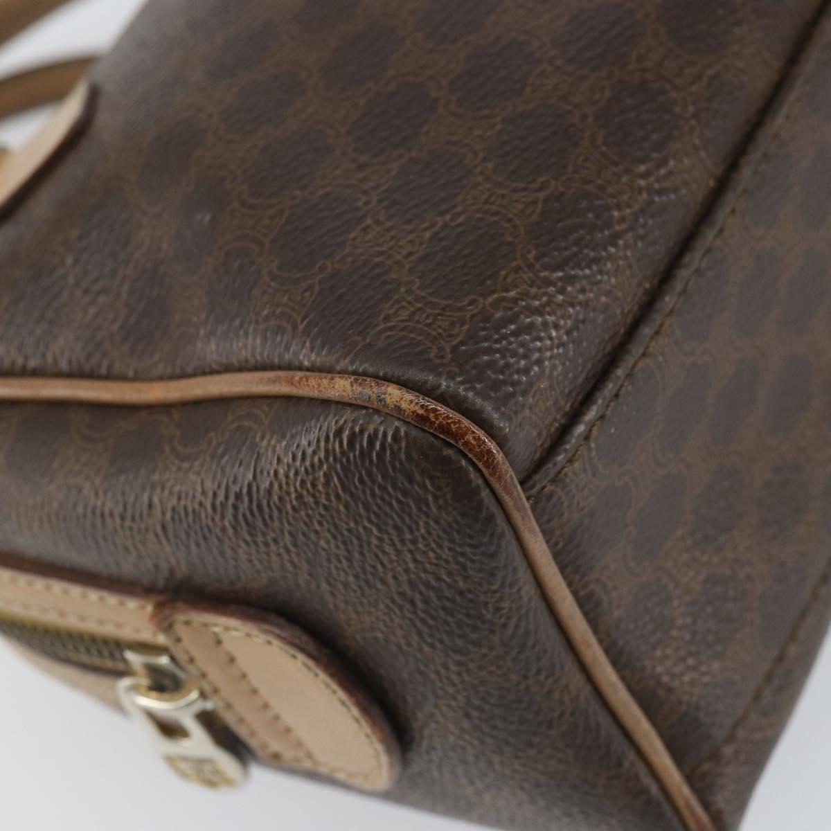 CELINE Macadam Canvas Mini Hand Bag PVC Leather Brown Gold Auth mr1755