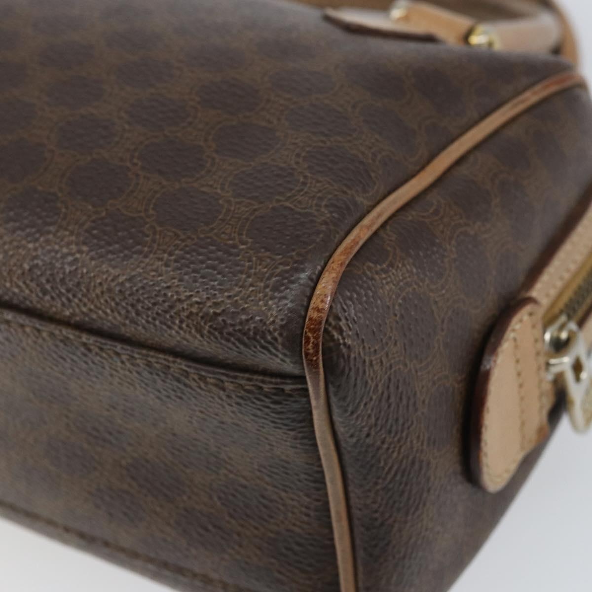 CELINE Macadam Canvas Mini Hand Bag PVC Leather Brown Gold Auth mr1755