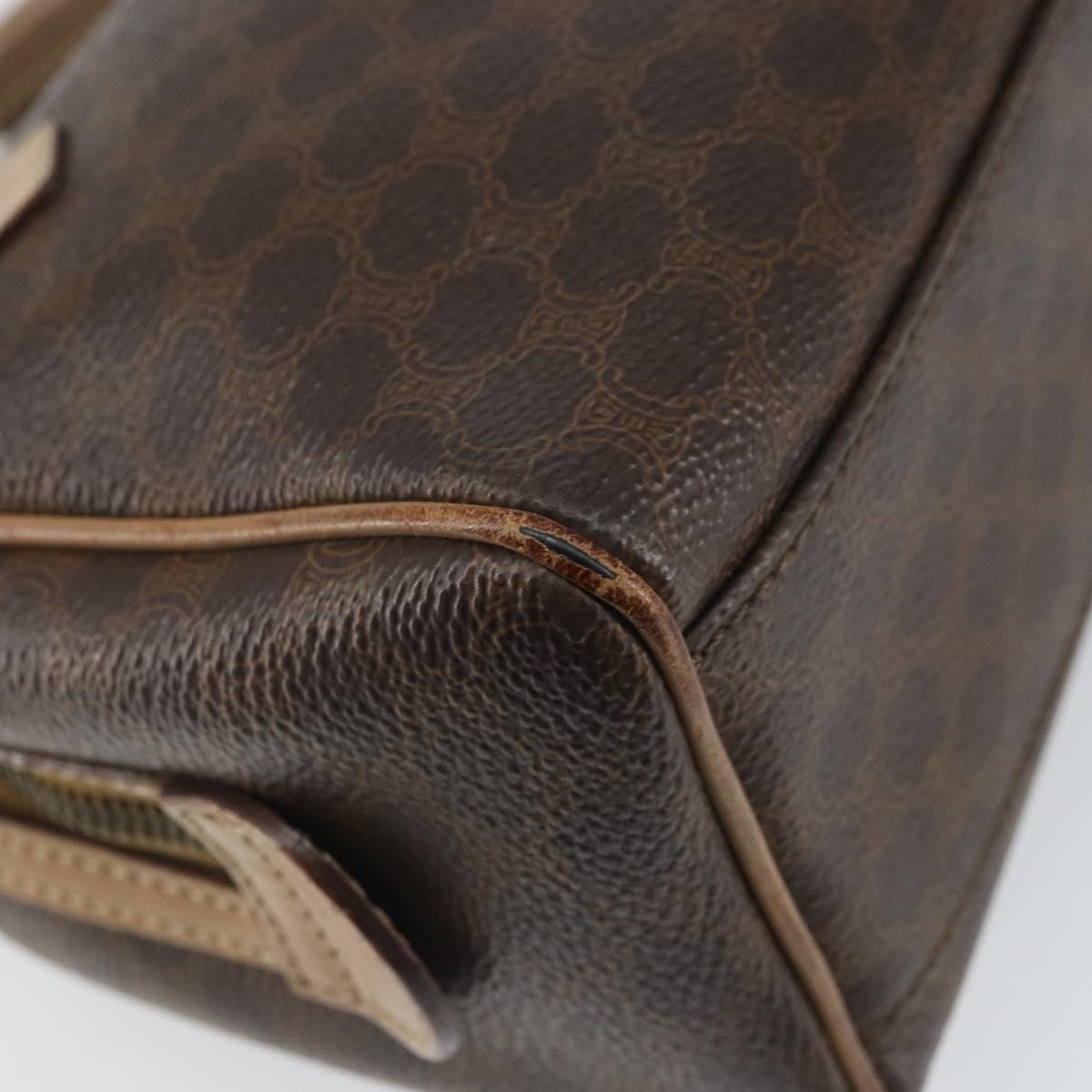 CELINE Macadam Canvas Mini Hand Bag PVC Leather Brown Gold Auth mr1755