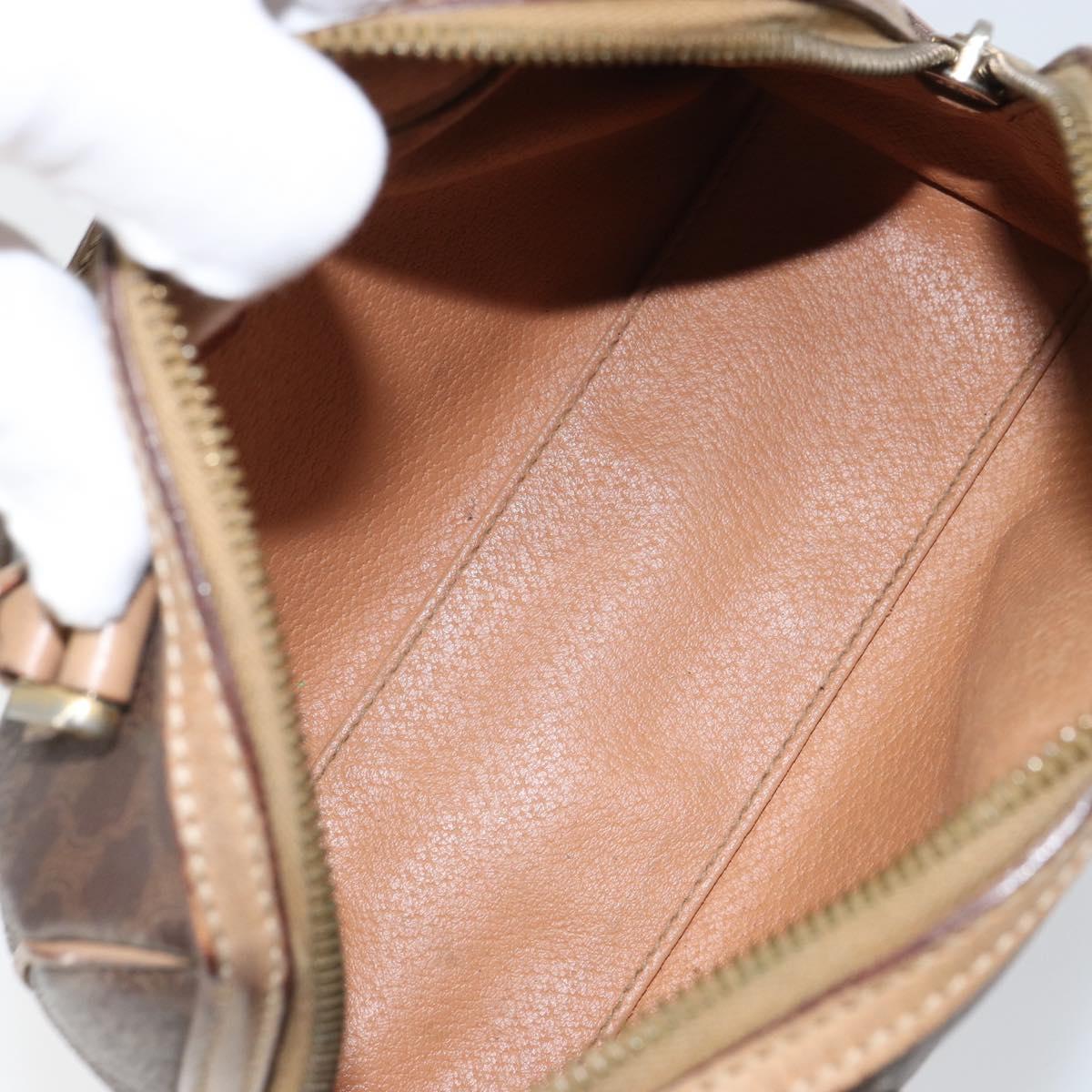 CELINE Macadam Canvas Mini Hand Bag PVC Leather Brown Gold Auth mr1755