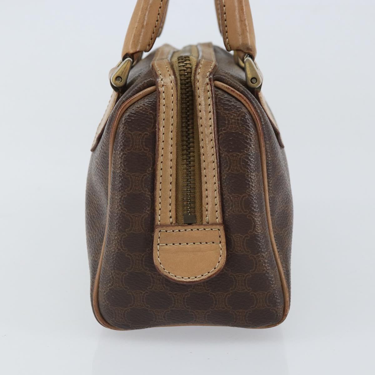 CELINE Macadam Canvas Mini Hand Bag PVC Leather Brown Gold Auth mr1755