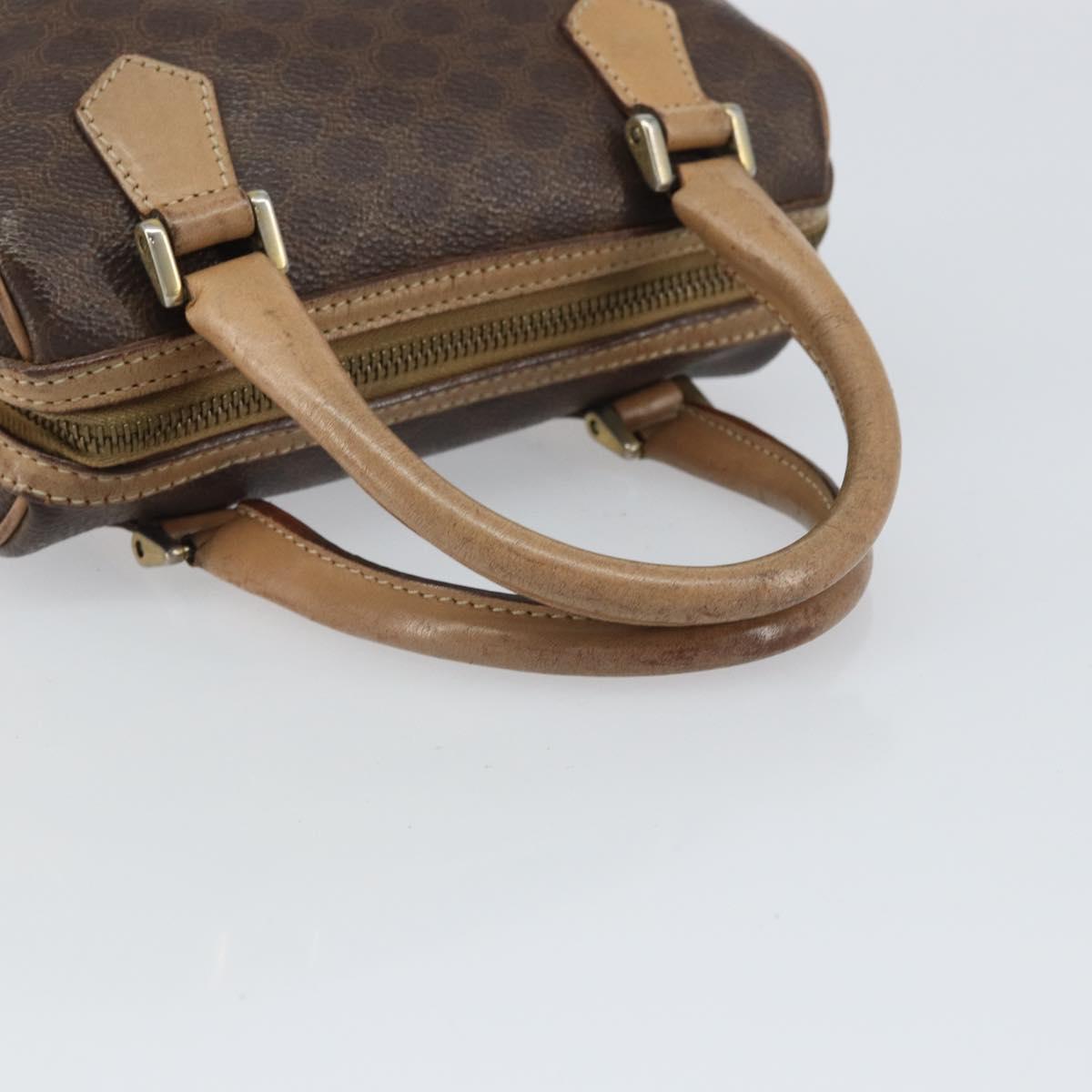 CELINE Macadam Canvas Mini Hand Bag PVC Leather Brown Gold Auth mr1755