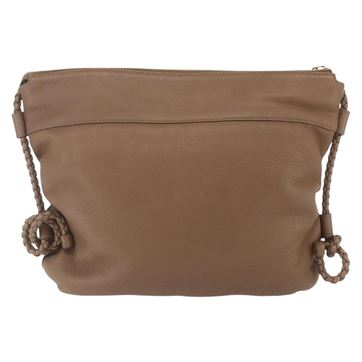 GUCCI Shoulder Bag Leather Brown Silver 268244 Auth mr1758