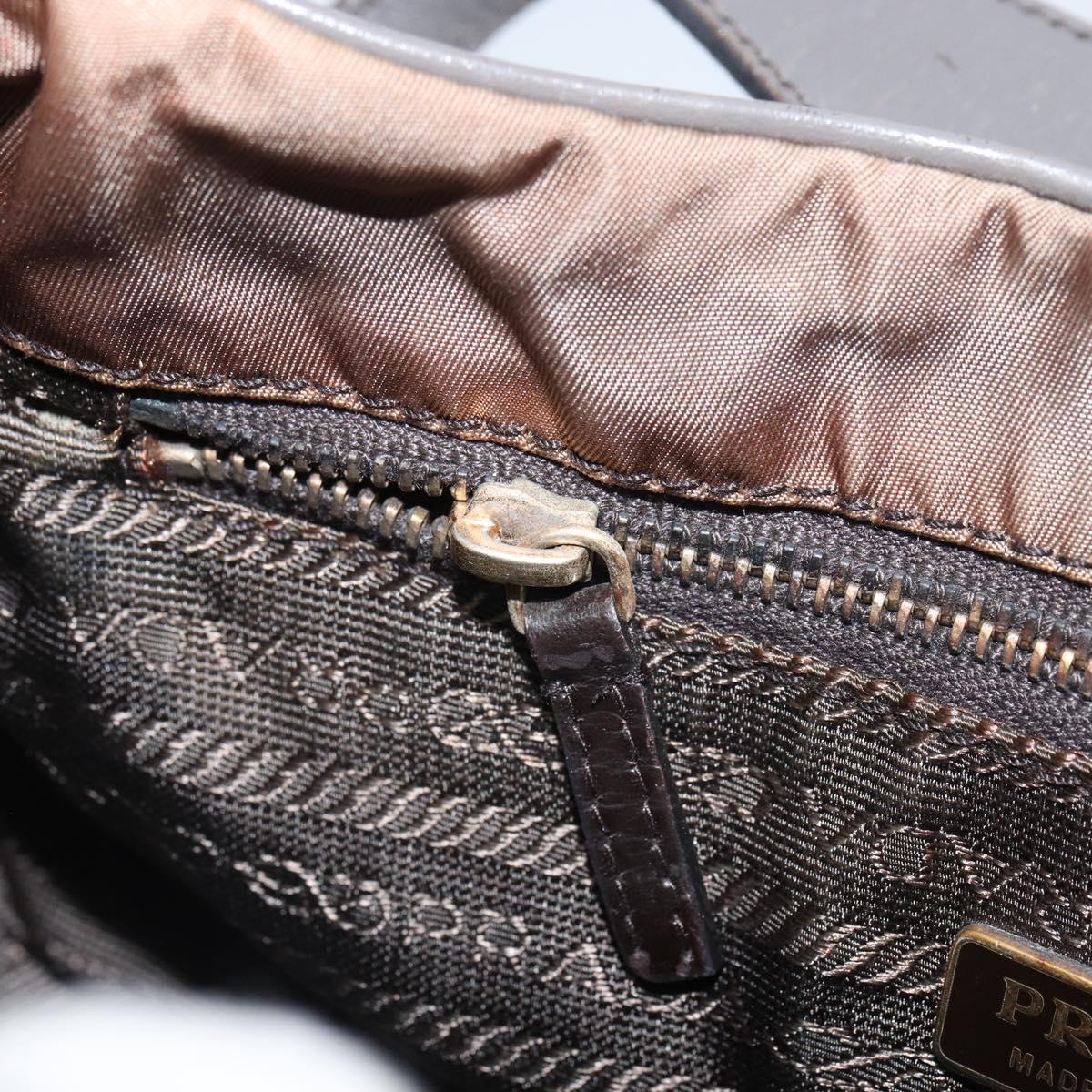 PRADA Hand Bag Nylon Leather Gold Brown Auth mr1761