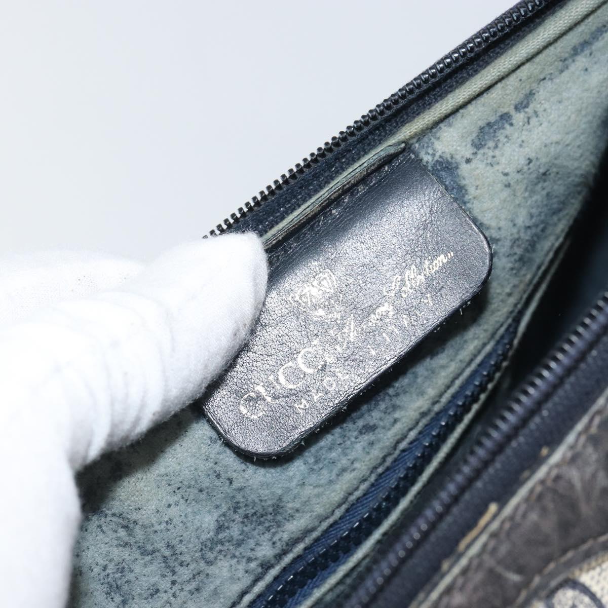 GUCCI GG Supreme Sherry Line Boston Bag PVC Navy Red 012 3841 58 Auth mr1762