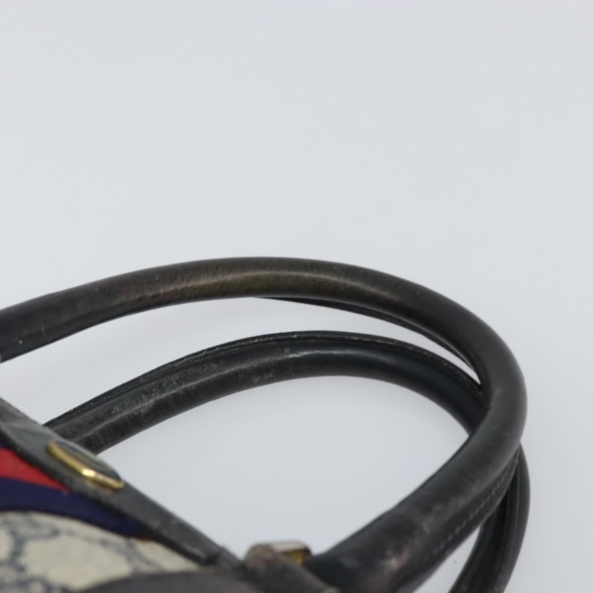 GUCCI GG Supreme Sherry Line Boston Bag PVC Navy Red 012 3841 58 Auth mr1762
