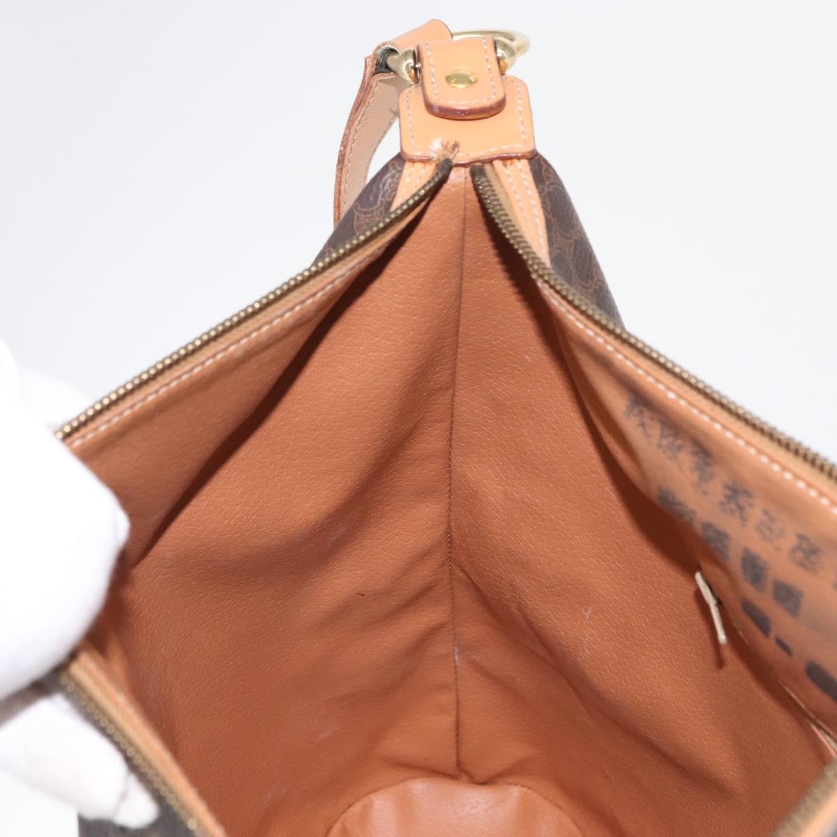 CELINE Macadam Canvas Shoulder Bag PVC Leather Brown Gold Auth mr1765