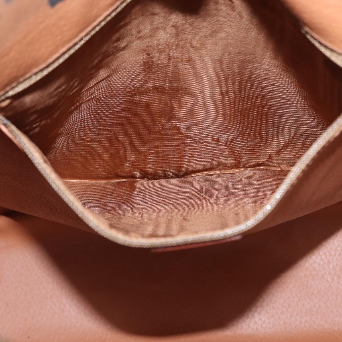CELINE Macadam Canvas Shoulder Bag PVC Leather Brown Gold Auth mr1765