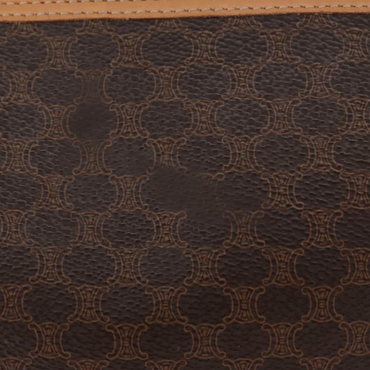 CELINE Macadam Canvas Shoulder Bag PVC Leather Brown Gold Auth mr1765