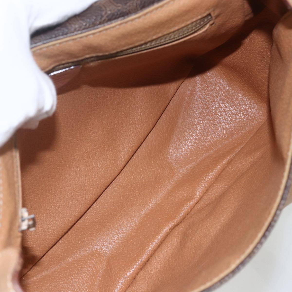 CELINE Macadam Canvas Shoulder Bag PVC Leather Brown Gold Auth mr1766
