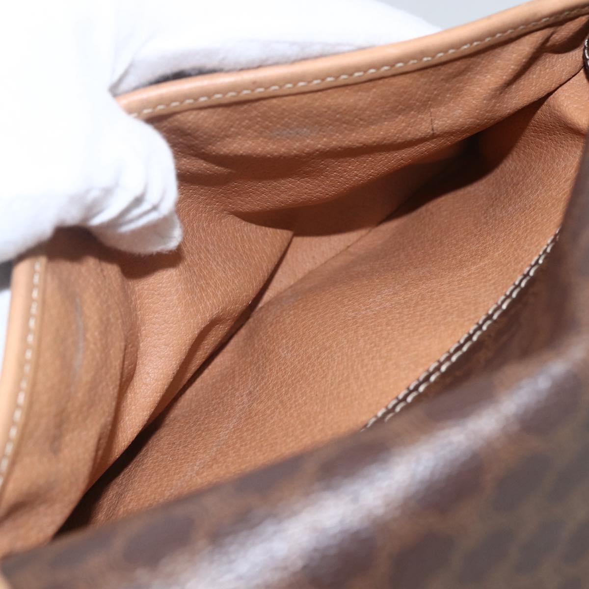 CELINE Macadam Canvas Shoulder Bag PVC Leather Brown Gold Auth mr1766