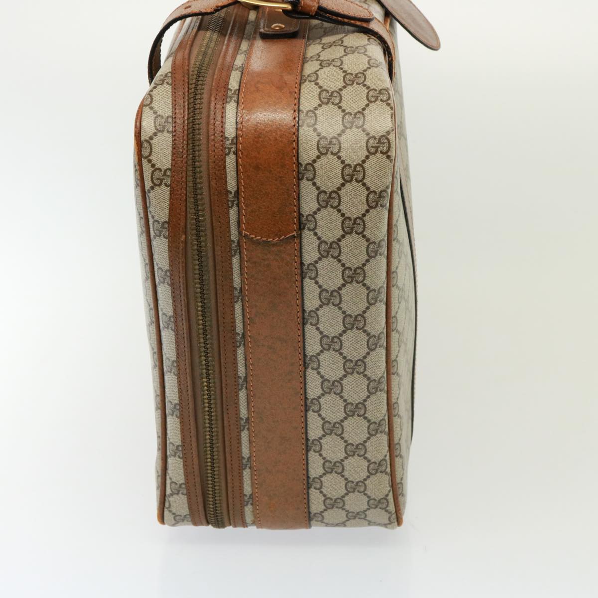 GUCCI GG Supreme Boston Bag PVC Beige Auth mr177