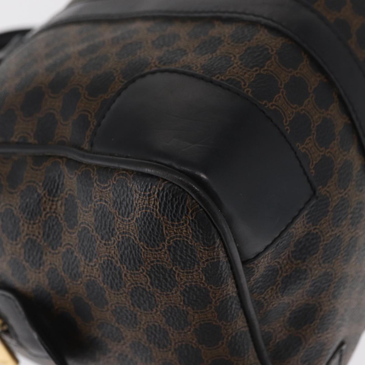 CELINE Macadam Canvas Boston Bag PVC Black Gold Auth mr1773